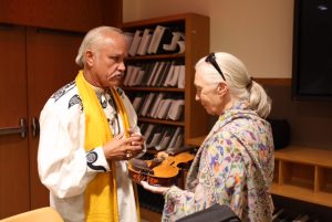 Patrick McCollum and Jane Goodall with the World Peace Violin